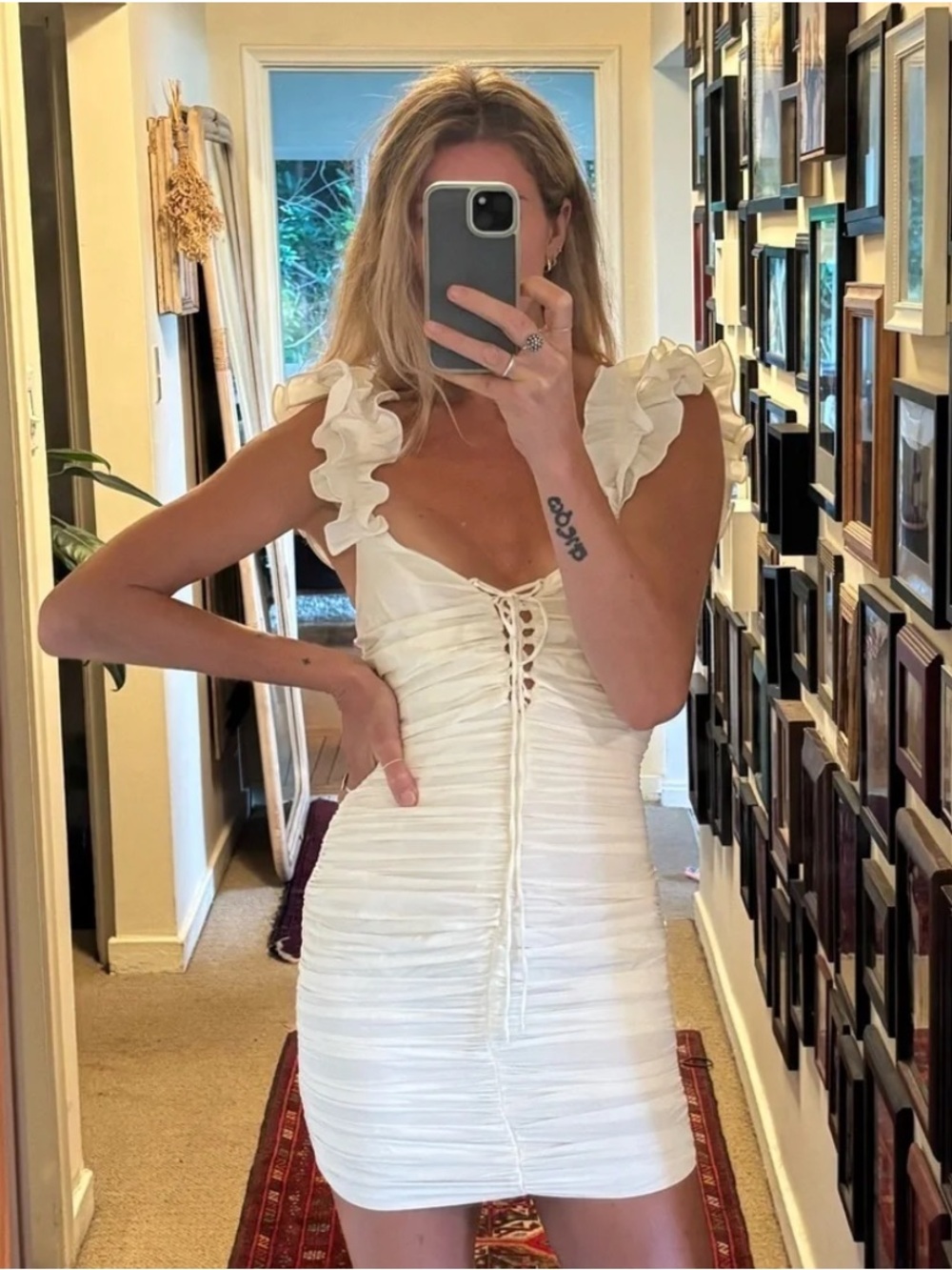 New ZARA Mini Draped Linen Blend Dress